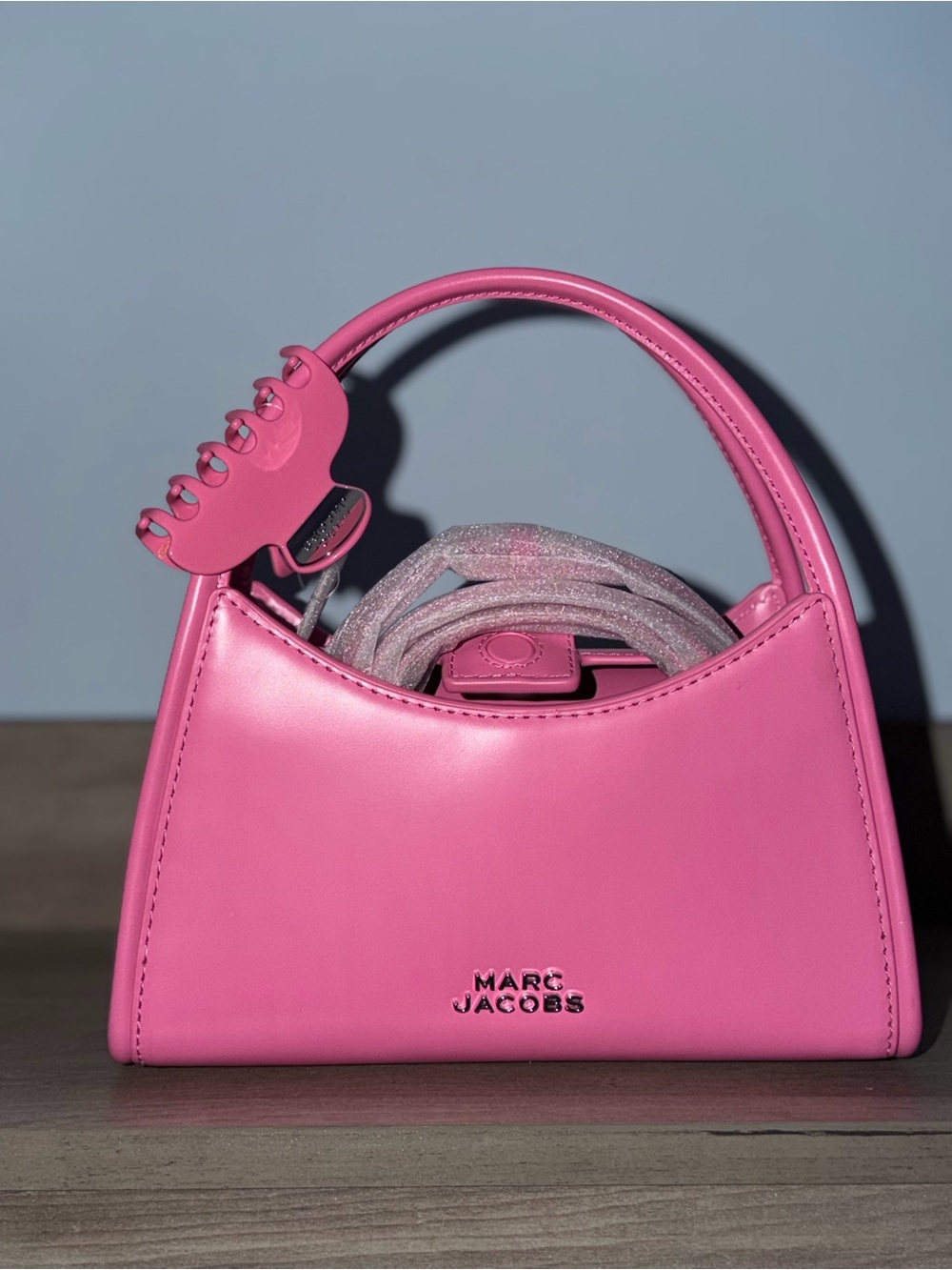 Marc Jacobs Claw Clip Crossbody Hand Bang Pink